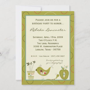 5x7 Invite - Garden Friends Birthday Invitation
