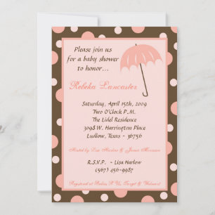 5x7 Invite - Pink Umbrella Baby Shower Invitation