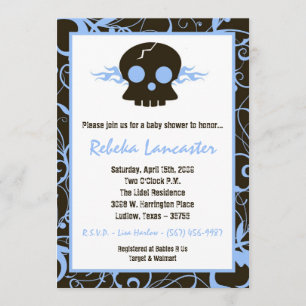 5x7 Invite - Punk Skull Roc Baby Shower Invitation