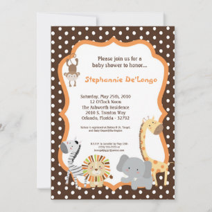 5x7 Jungle Adventure Animal Baby Shower Invitation