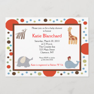 5x7 Jungle Alphabet Soup Dot Baby Shower Invitation