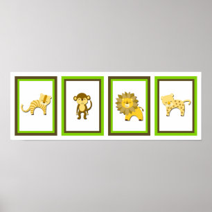 5X7 Jungle Animal Wall Art Collection