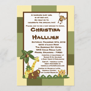 5x7 Jungle Babies Baby Shower Invitation