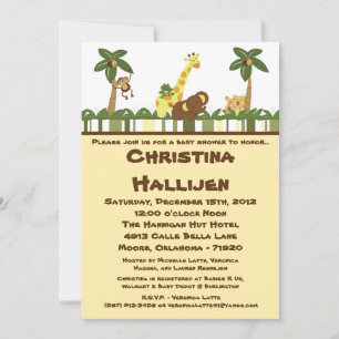 5x7 Jungle Babies Shower Invitation