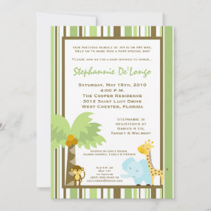 5x7 Jungle Safari Animal Baby Shower Invitation