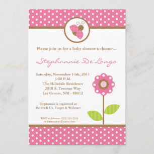 5x7 Lady Bug Spring Insect Baby Shower Invitation