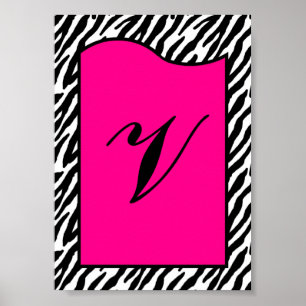 5x7 Letter Wall Art Hot Pink Zebra Animal Print