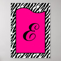 5x7 Letter Wall Art Hot Pink Zebra Animal Print