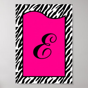 5x7 Letter Wall Art Hot Pink Zebra Animal Print