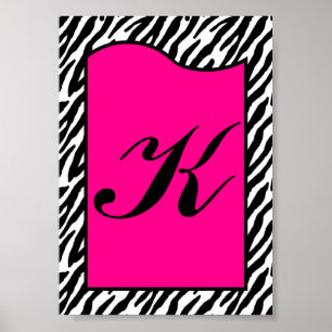 5x7 Letter Wall Art Hot Pink Zebra Animal Print