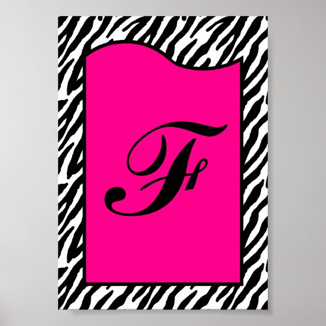 5x7 Letter Wall Art Hot Pink Zebra Animal Print (Front)