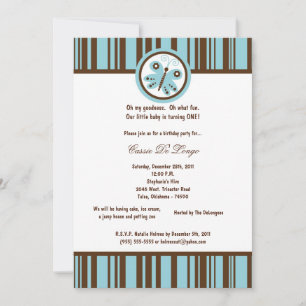 5x7 Light Blue Butterfly Birthday Party Invite