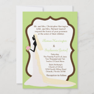 5x7 Light Green Bride Wedding Invitation