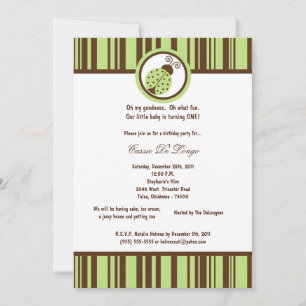 5x7 Light Green Lady Bug Birthday Party Invite