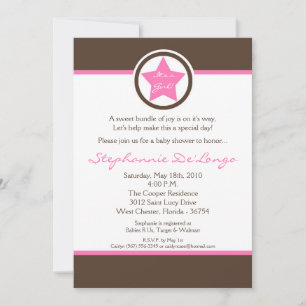5x7 Light Pink Rock Star Baby Shower Invitation