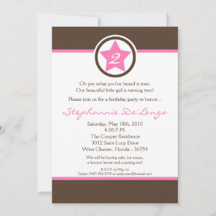 5x7 Light Pink Rock Star Birthday Party Invitation