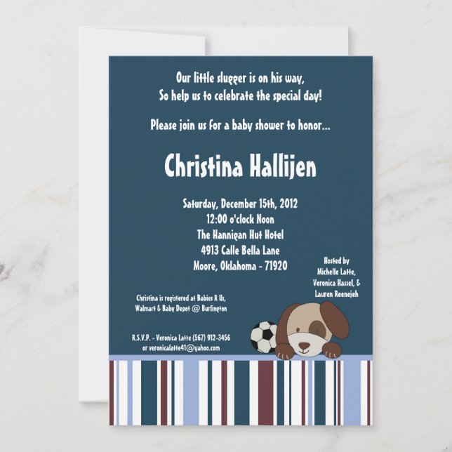 5x7 Lil Legue Sports Balls Baby Shower Invitation (Front)