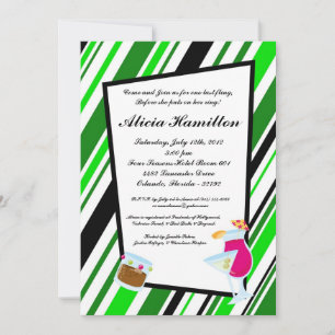 5x7 Lime Green Cocktails Bachelorette Invitation