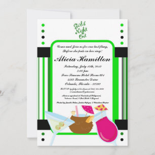 5x7 Lime Green Cocktails Bachelorette Invitation