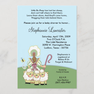 5x7 Little Bo Peep Nursery Baby Shower Invitation