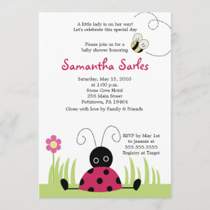 5x7 Little Ladybug Spring Baby Shower Invitation