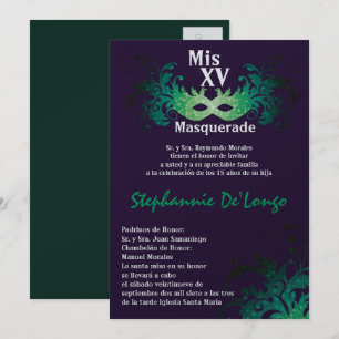 5x7 Masquerade Quinceanera Birthday Invitation