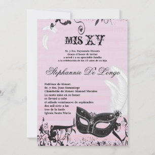 5x7 Masquerade Quinceanera Birthday Invitation
