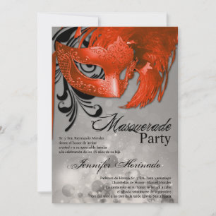 5x7 Masquerade Quinceanera Birthday Invitation