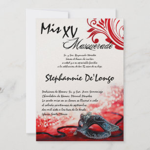 5x7 Masquerade Quinceanera Birthday Invitation