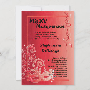 5x7 Masquerade Quinceanera Birthday Invitation