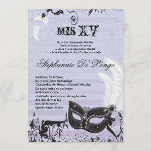 5x7 Masquerade Quinceanera Birthday Invitation