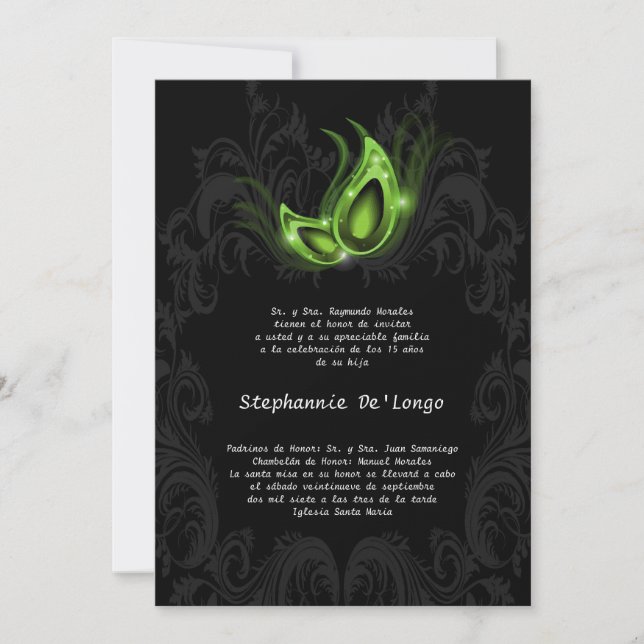5x7 Masquerade Quinceanera Birthday Invitation (Front)