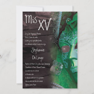 5x7 Masquerade Quinceanera Birthday Invitation