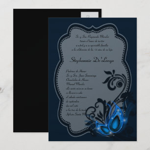 5x7 Masquerade Quinceanera Birthday Invitation
