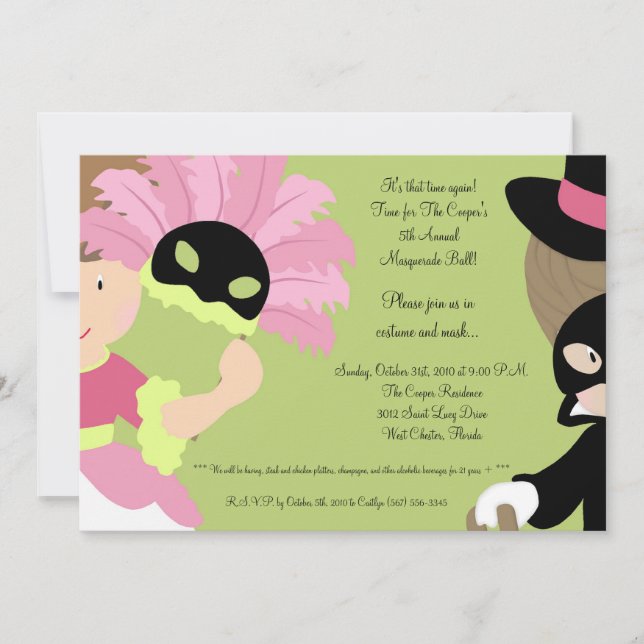 5x7 MasqueradeBall Halloween Bash Party Invitation (Front)