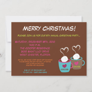 5x7 Modern Cocoa Cups Christmas Party Invitation
