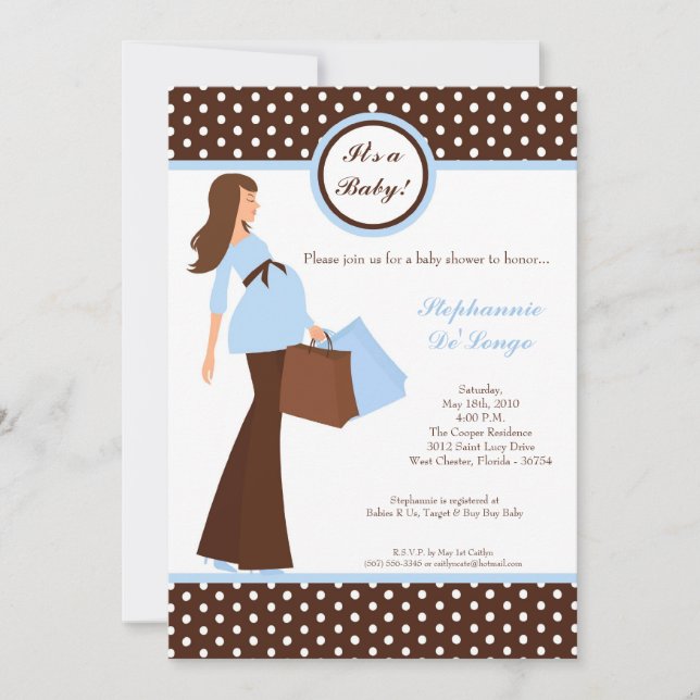 5x7 Modern Mod Mum Shopping Baby Shower Invitation (Front)