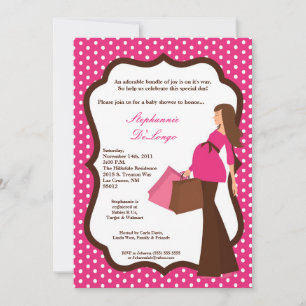 5x7 Modern Mod Mum Shopping Baby Shower Invitation