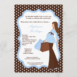 5x7 Modern Mod Mum Shopping Baby Shower Invitation