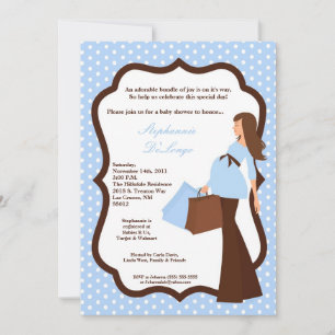 5x7 Modern Mod Mum Shopping Baby Shower Invitation