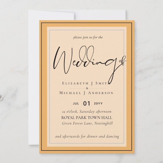 5x7 Modern Script Overlay Budget Wedding Invites (Front)