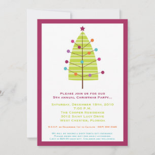 5x7 Modern XMAS Tree Christmas Party Invitation