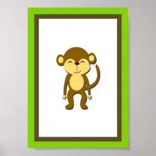 5X7 Monkey Jungle Animal Wall Art
