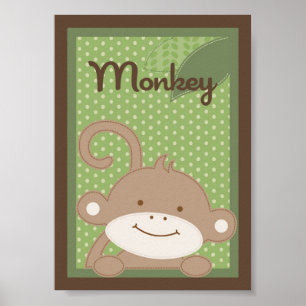 5x7 "Monkey" Jungle Safari Baby Bedding Wall Art