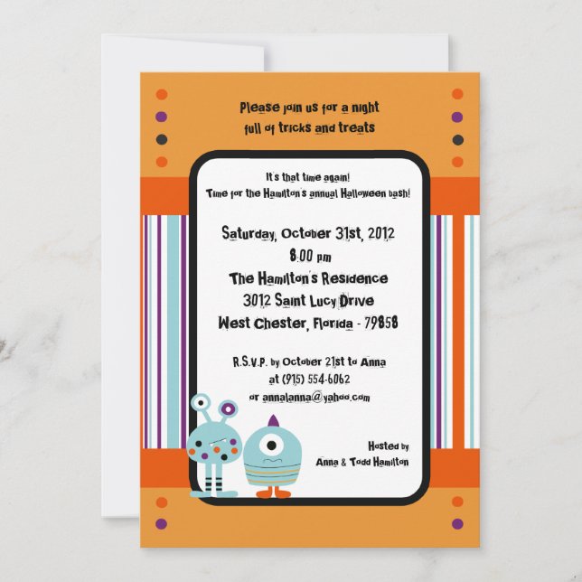5x7 Monster Bash Halloween Party Invitation (Front)