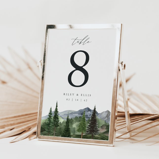 5X7 Mountain Forest Wedding Table Number Card (Creator Uploaded)