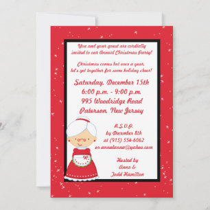 5x7 Mr. & Mrs. Claus Christmas Party Invitation