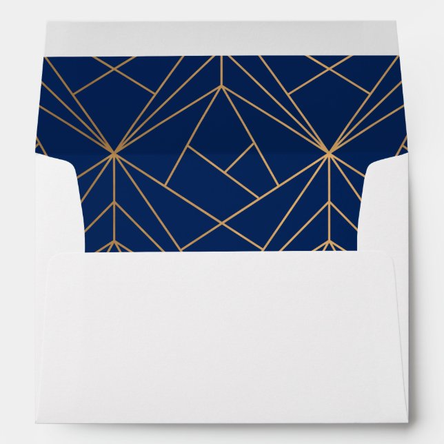 5x7 Navy Blue Abstract Lines with Return Address Envelope (Back (Bottom))