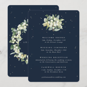 5x7 Navy Snowberry+Eucalyptus Wedding Itinerary