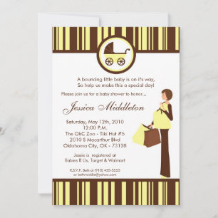 5x7 Neu Yellow Mum Carriage Baby Shower Invitation